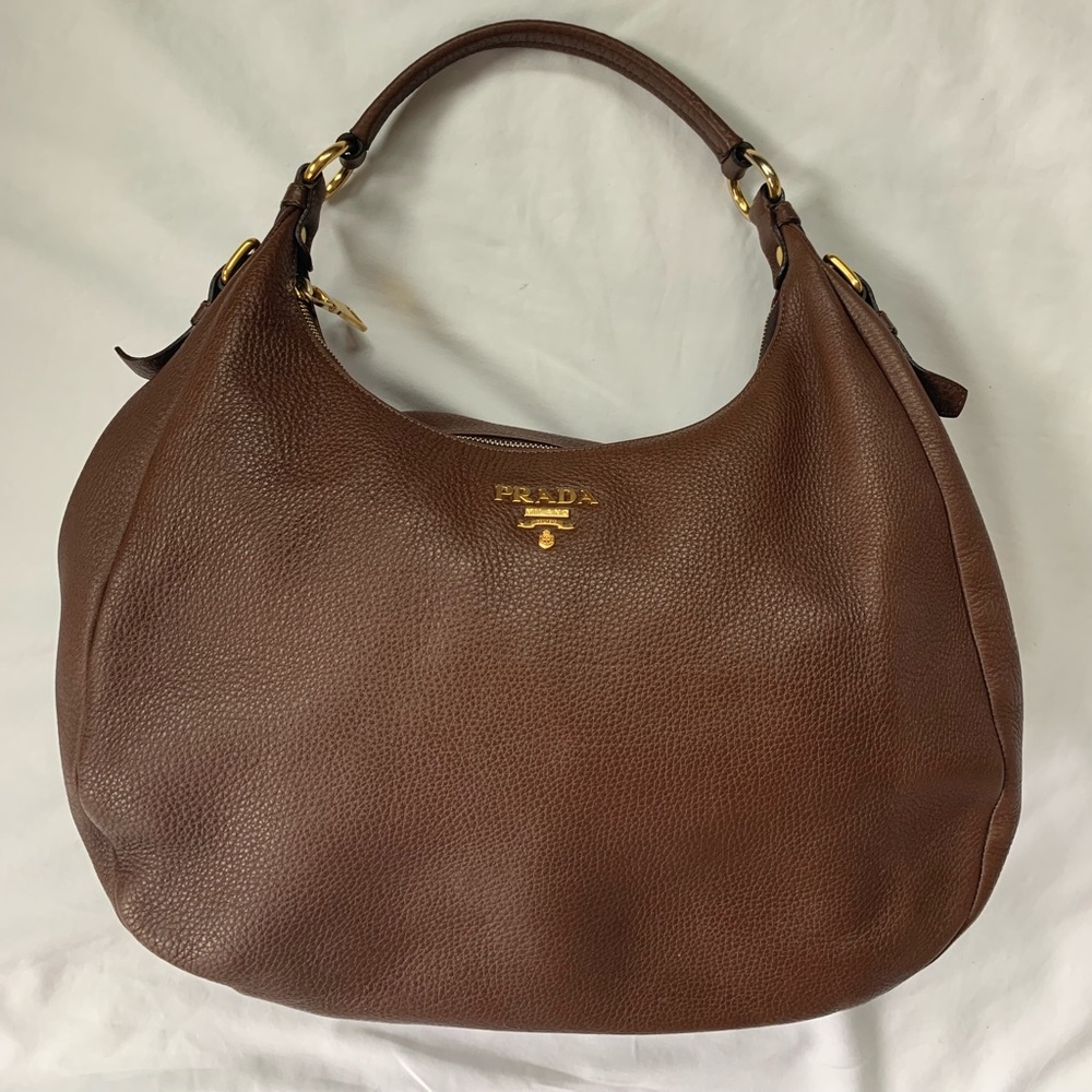 Prada Brown Vitello Daino Hobo bag